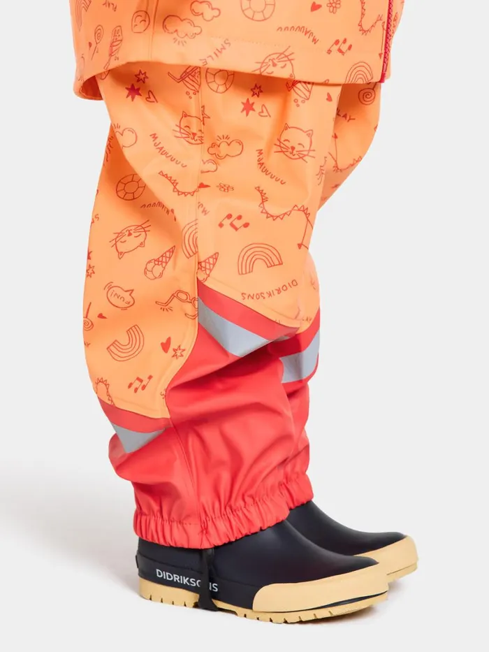 Waterman Printed Kids039 Set Galon Doodle Papaya Orange Kids Didriksons Unlined Rain Set