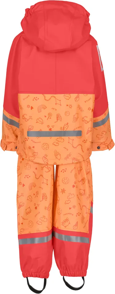 Waterman Printed Kids039 Set Galon Doodle Papaya Orange Kids Didriksons Unlined Rain Set