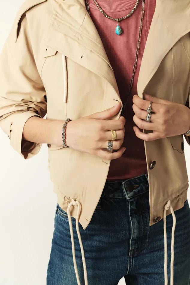 Waterproof Jacket Torry Beige Women Baandsh Jackets and Coats