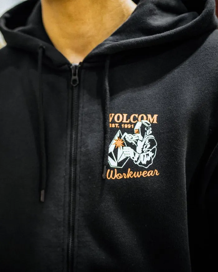 Welder Zip Hooded Hoodie 8211 Black Mens Volcom Hoodies and Sweatshirts