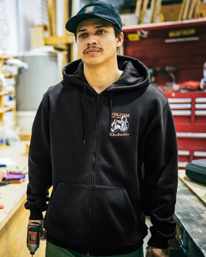 Welder Zip Hooded Hoodie 8211 Black Mens Volcom Hoodies and Sweatshirts