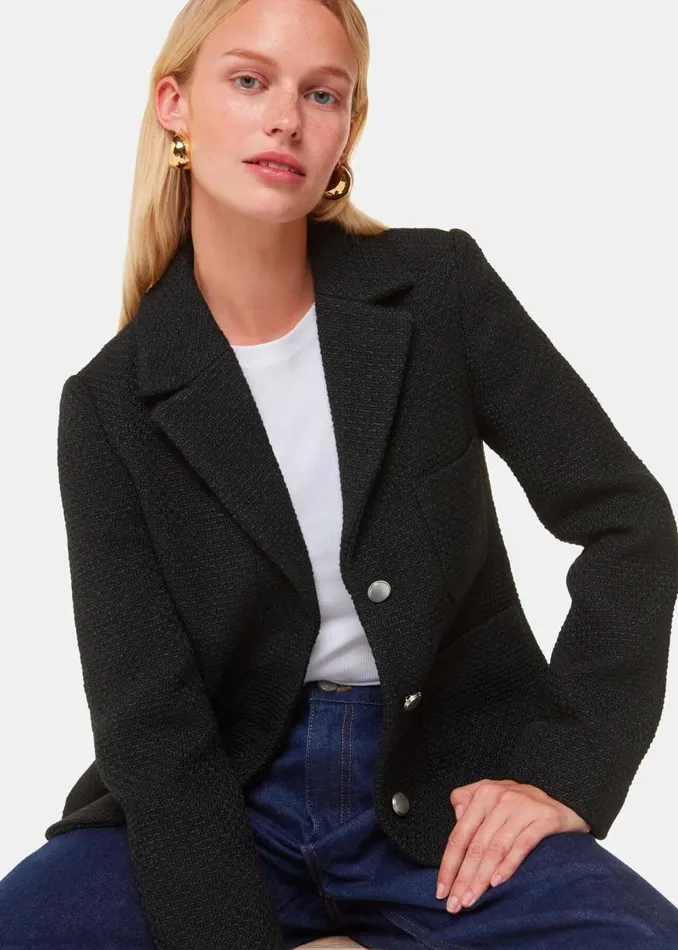 Whistles Coats and Jackets Black Classic Textured Jacket 8211 Women