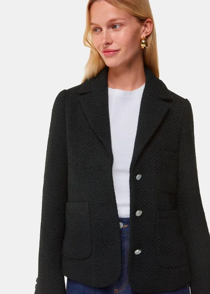 Whistles Coats and Jackets Black Classic Textured Jacket 8211 Women