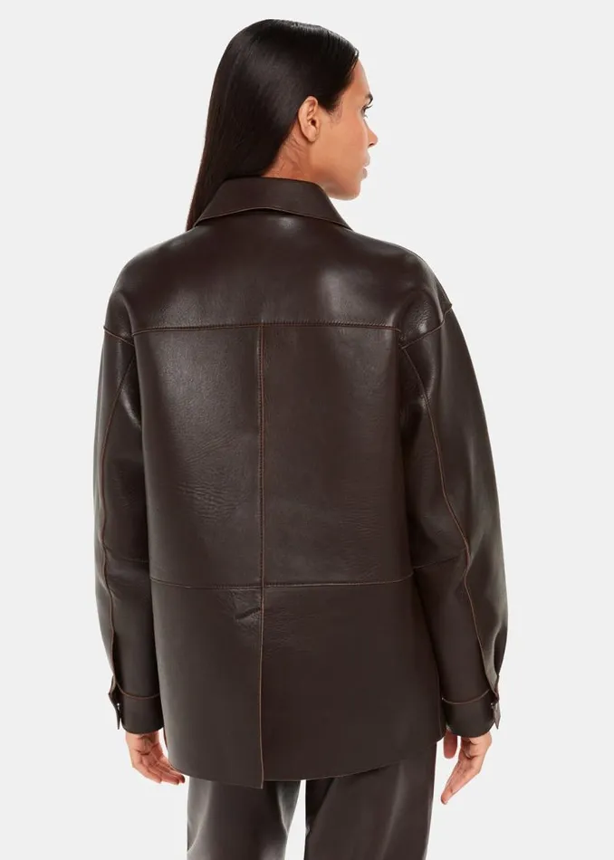 Whistles Coats and Jackets Brown Clean Bonded Leather Jacket 8211 Women