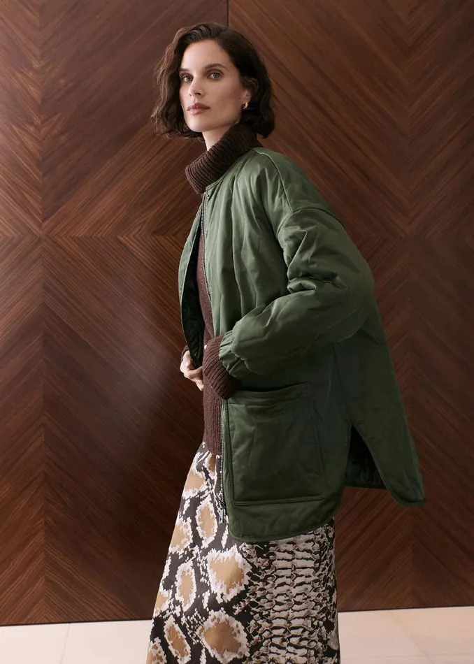 Whistles Coats and Jackets Khaki Esther Quilted Coat 8211 Women