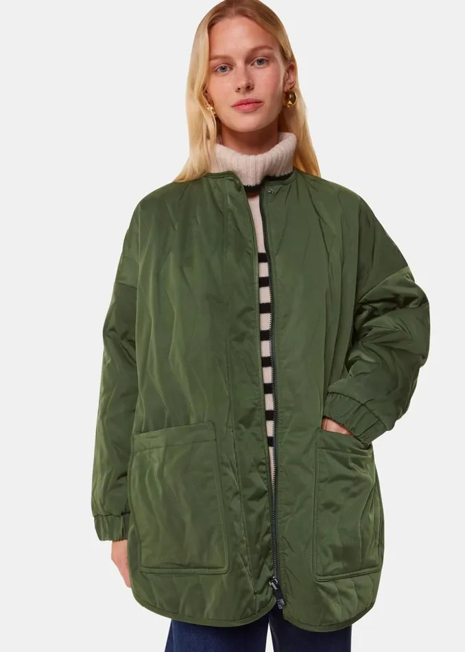 Whistles Coats and Jackets Khaki Esther Quilted Coat 8211 Women