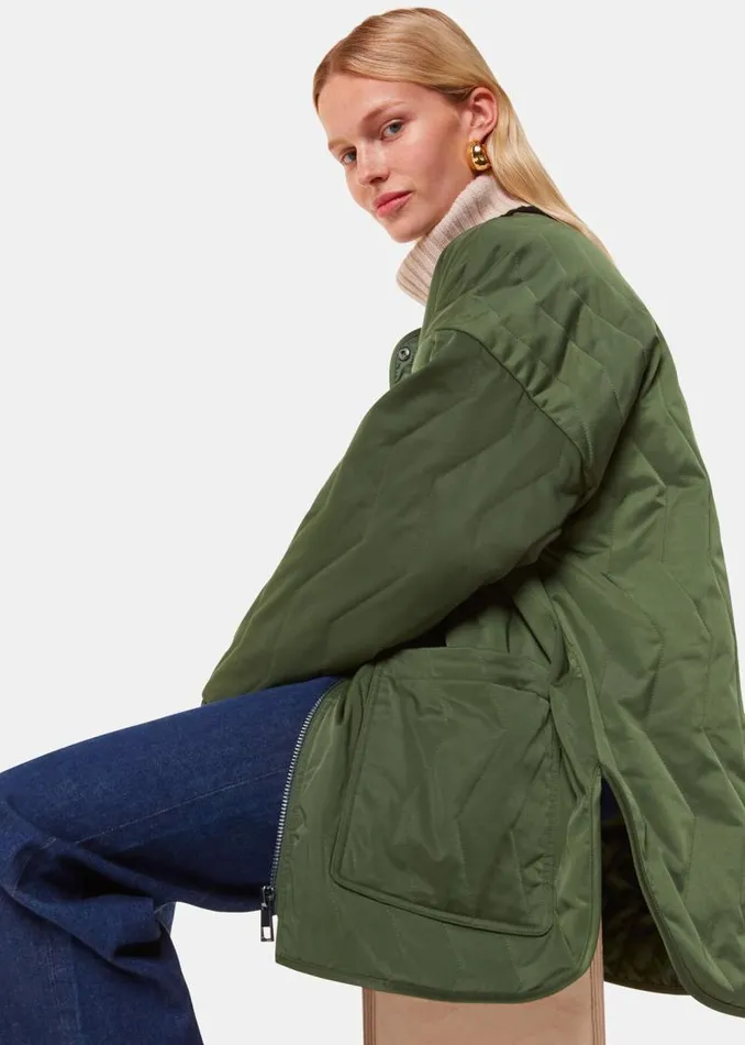 Whistles Coats and Jackets Khaki Esther Quilted Coat 8211 Women