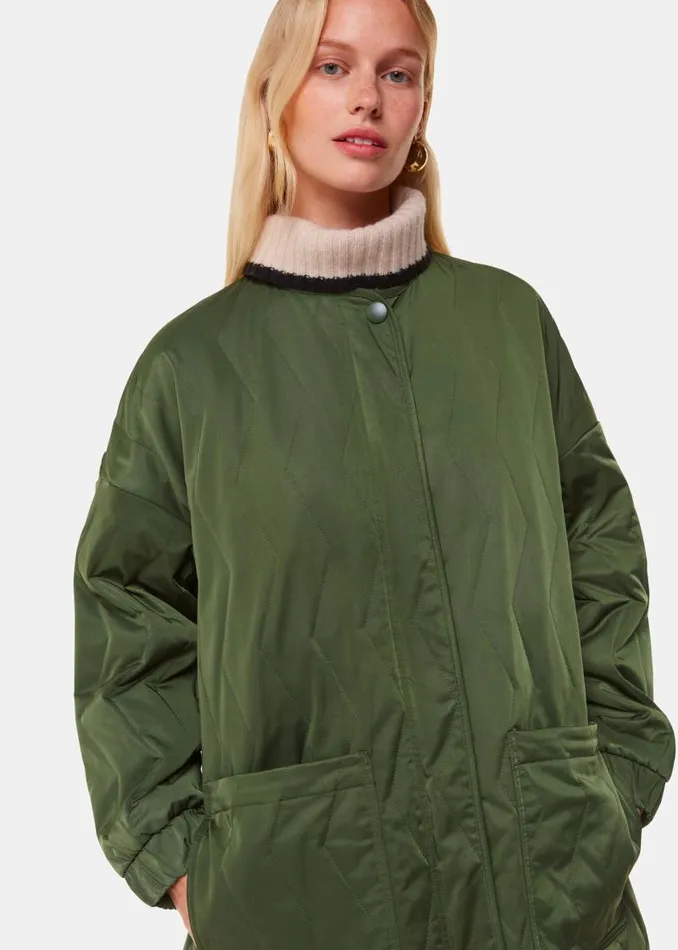 Whistles Coats and Jackets Khaki Esther Quilted Coat 8211 Women