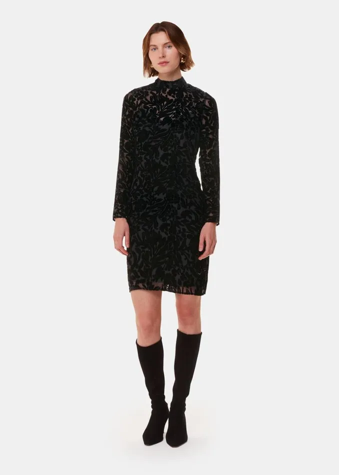 Whistles Dresses Black Hot Fix Floral Velvet Dress 8211 Women