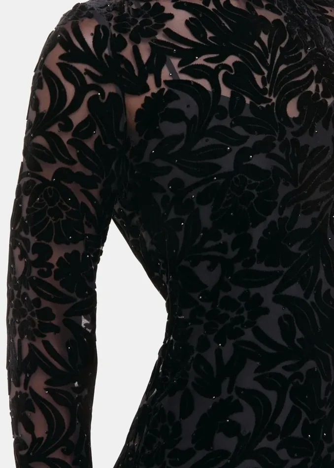Whistles Dresses Black Hot Fix Floral Velvet Dress 8211 Women