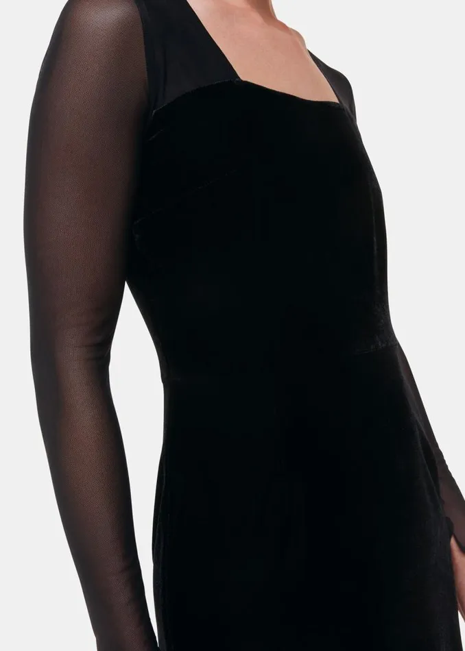 Whistles Dresses Black Mesh Sleeve Velvet Dress 8211 Women
