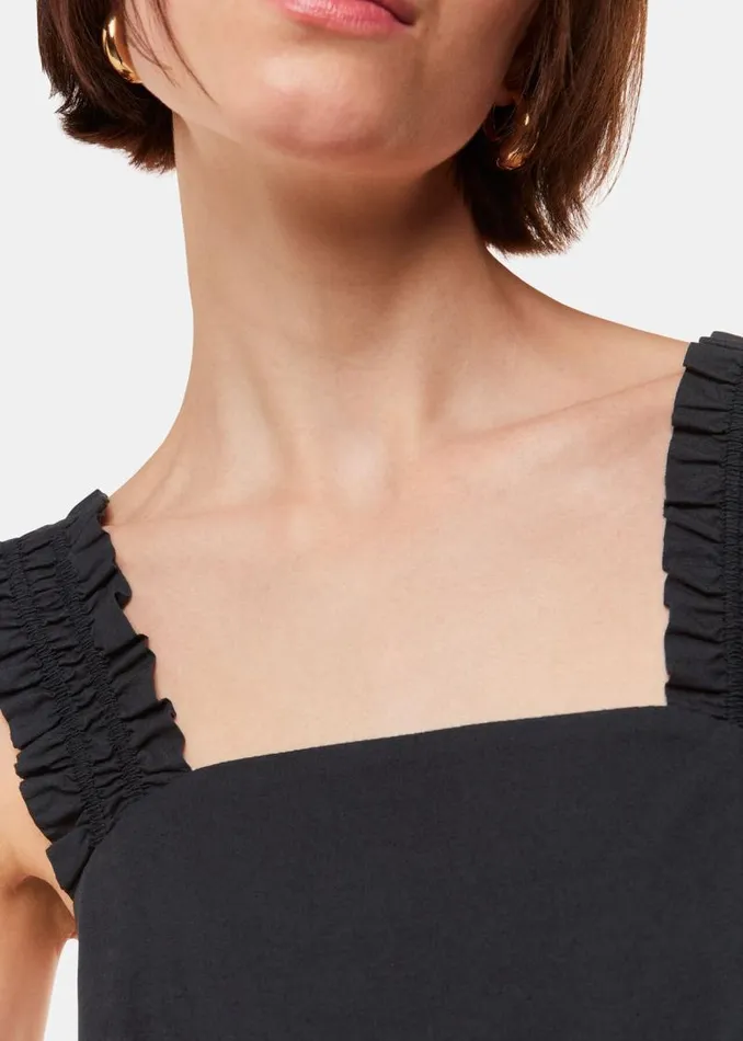 Whistles Dresses Black Ruffle Strap Poplin Midi Dress 8211 Women