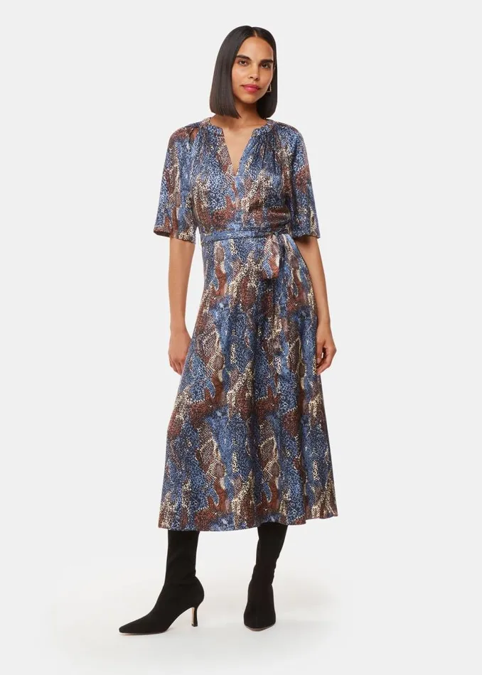Whistles Dresses Blue Marlow Dashed Snake Dress 8211 Women