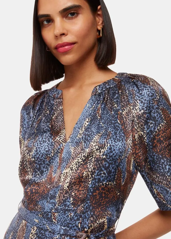 Whistles Dresses Blue Marlow Dashed Snake Dress 8211 Women