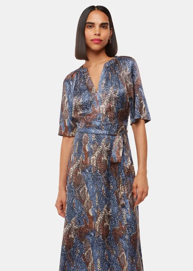 Whistles Dresses Blue Marlow Dashed Snake Dress 8211 Women