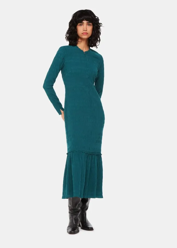 Whistles Dresses Green Mila Textured Dress 8211 Women