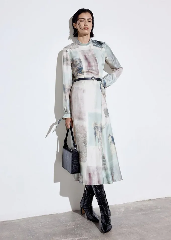 Whistles Dresses Ivory Wild Horse Print Silk Dress 8211 Women