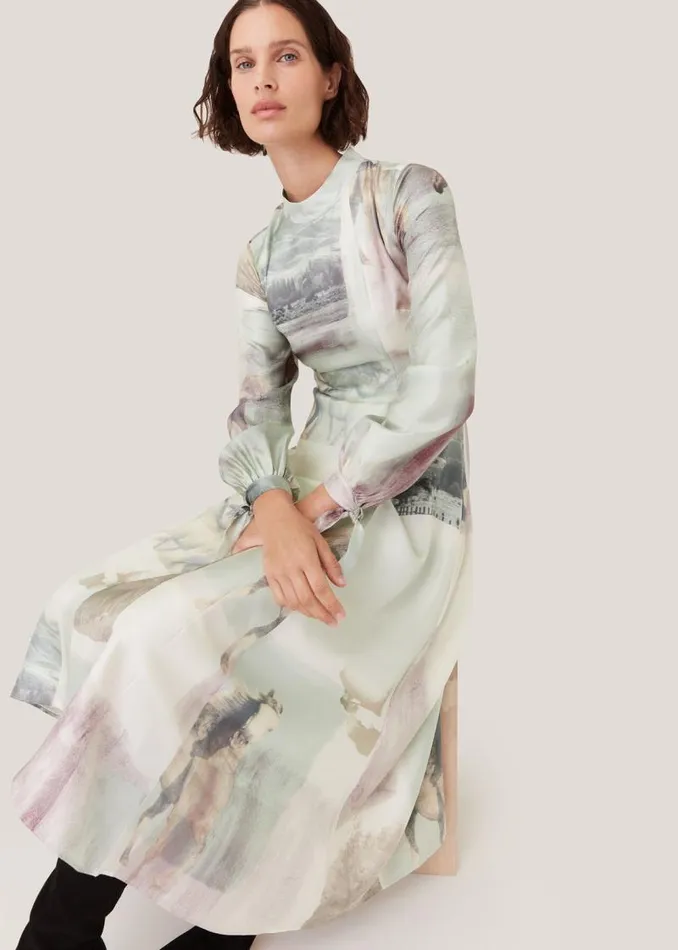 Whistles Dresses Ivory Wild Horse Print Silk Dress 8211 Women
