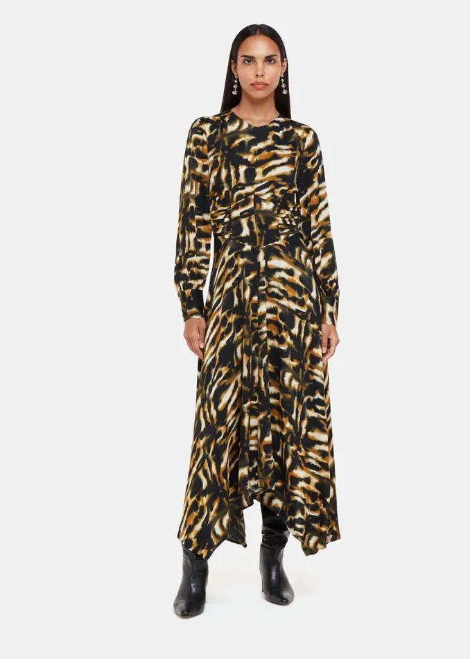 Whistles Dresses Multicolour Smoke Print Gathered Dress 8211 Women