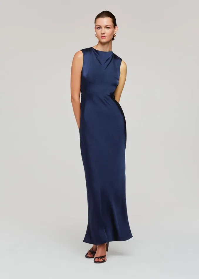 Whistles Dresses Navy Cowl Neck Satin Maxi Dress 8211 Women
