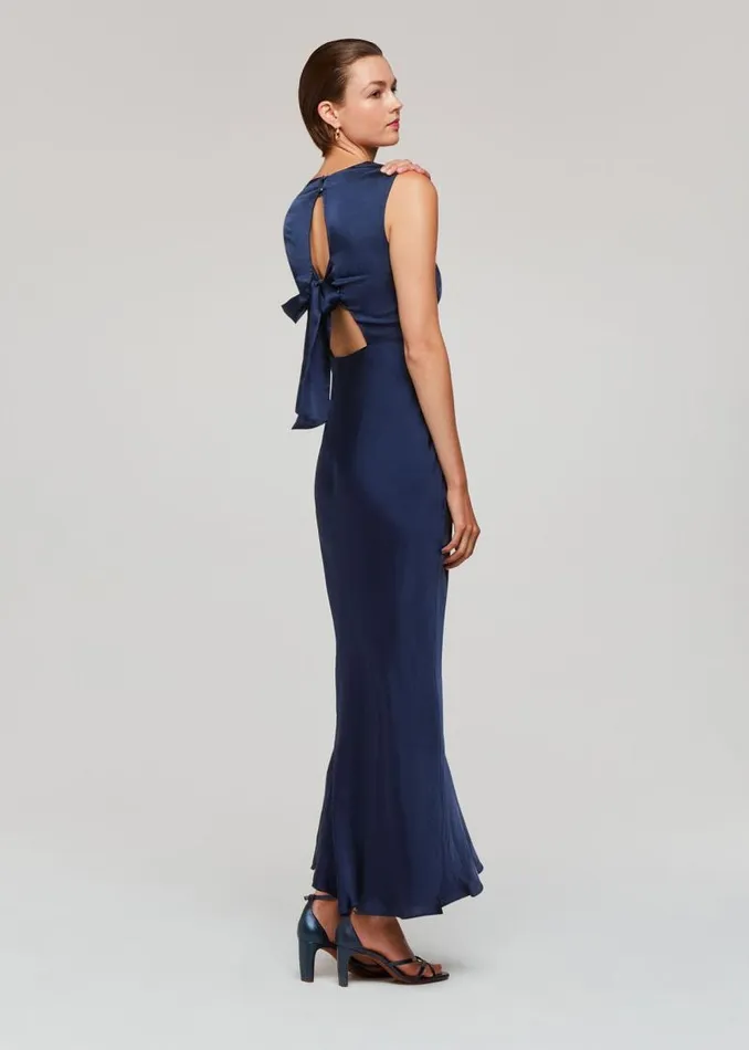 Whistles Dresses Navy Cowl Neck Satin Maxi Dress 8211 Women