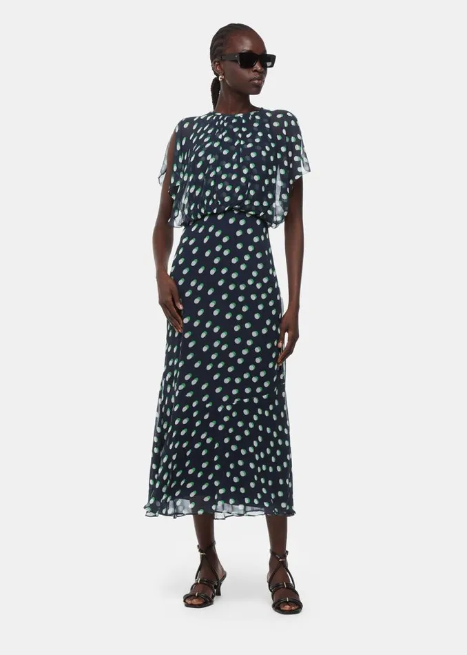 Whistles Dresses Navy Moon Spot Print Midi Dress 8211 Women