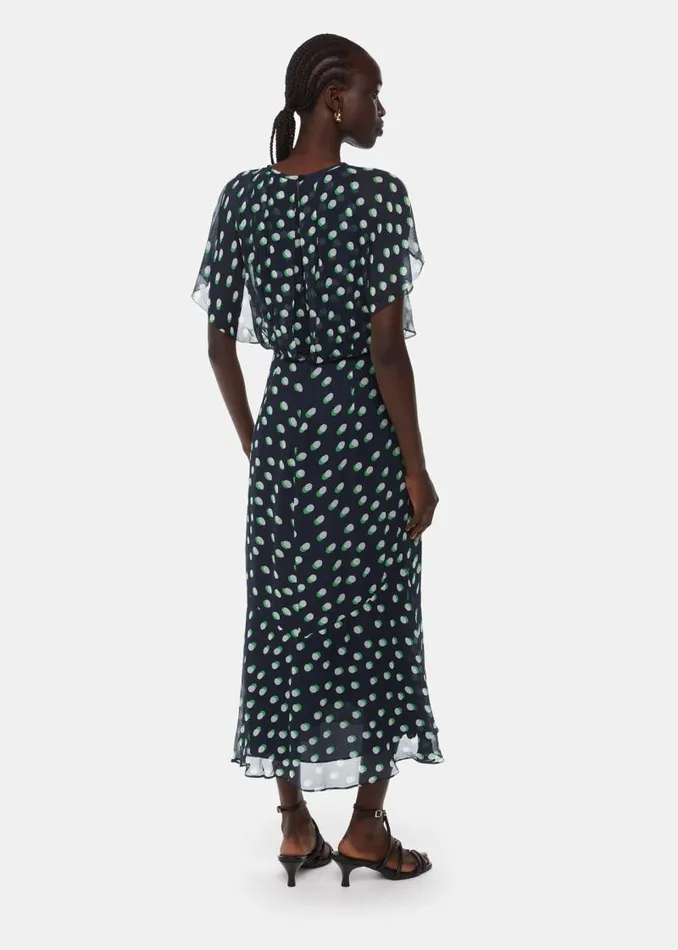 Whistles Dresses Navy Moon Spot Print Midi Dress 8211 Women
