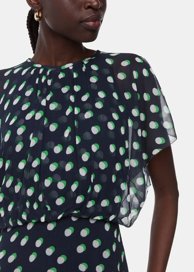 Whistles Dresses Navy Moon Spot Print Midi Dress 8211 Women