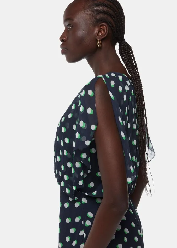 Whistles Dresses Navy Moon Spot Print Midi Dress 8211 Women