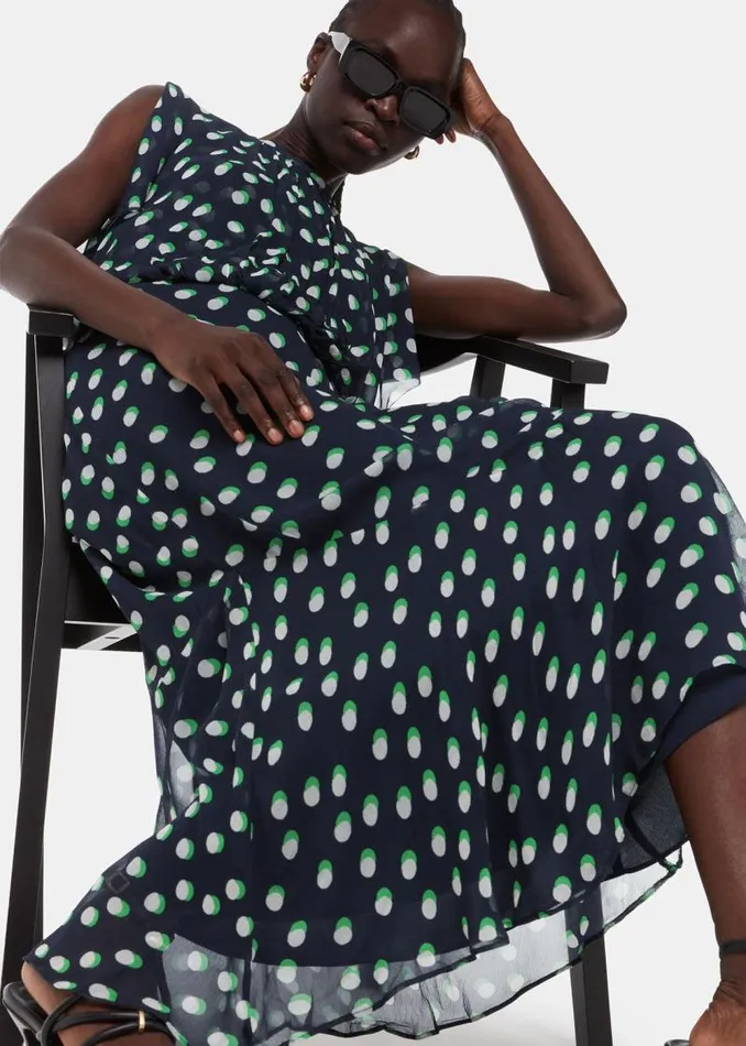 Whistles Dresses Navy Moon Spot Print Midi Dress 8211 Women