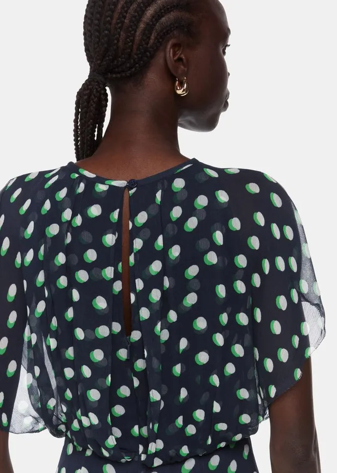 Whistles Dresses Navy Moon Spot Print Midi Dress 8211 Women