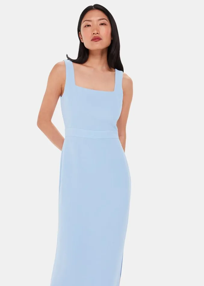 Whistles Dresses Pale Blue Mila Square Neck Maxi Dress 8211 Women