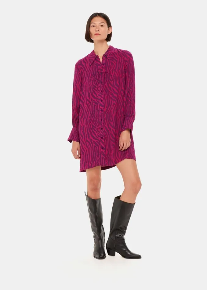 Whistles Dresses Purple Zebra Stripe Collar Dress 8211 Women