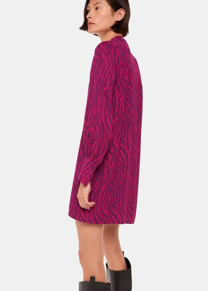 Whistles Dresses Purple Zebra Stripe Collar Dress 8211 Women