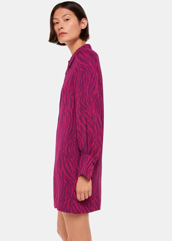 Whistles Dresses Purple Zebra Stripe Collar Dress 8211 Women