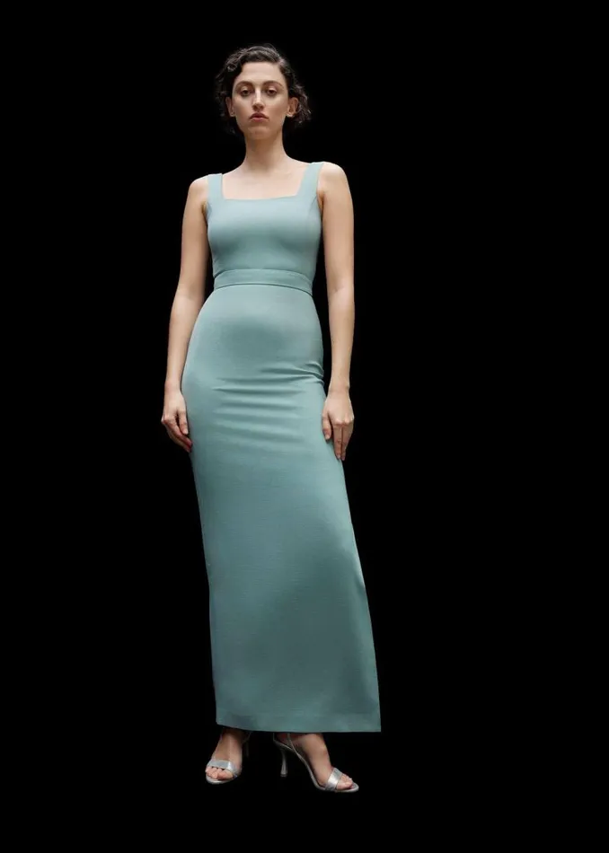 Whistles Dresses Sage Green Mila Square Neck Maxi Dress 8211 Women