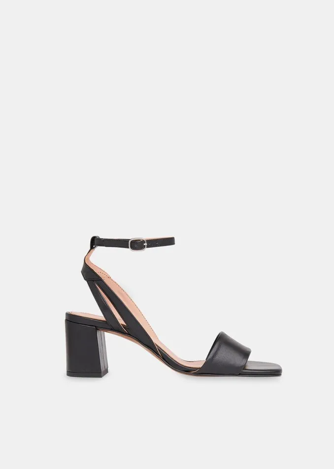 Whistles Leather Black Eden Block Heel Sandal 8211 Women