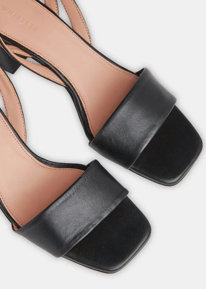 Whistles Leather Black Eden Block Heel Sandal 8211 Women