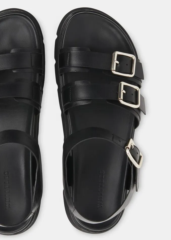 Whistles Leather Black Jemma Triple Buckle Sandal 8211 Women