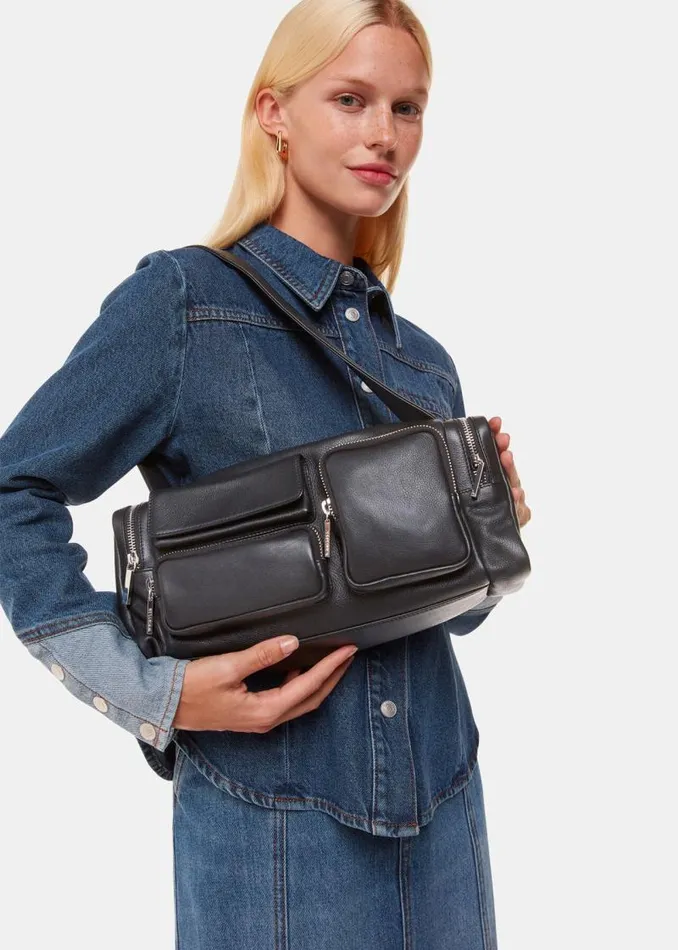 Whistles Leather Black Laurina Utility Pocket Bag 8211 Women