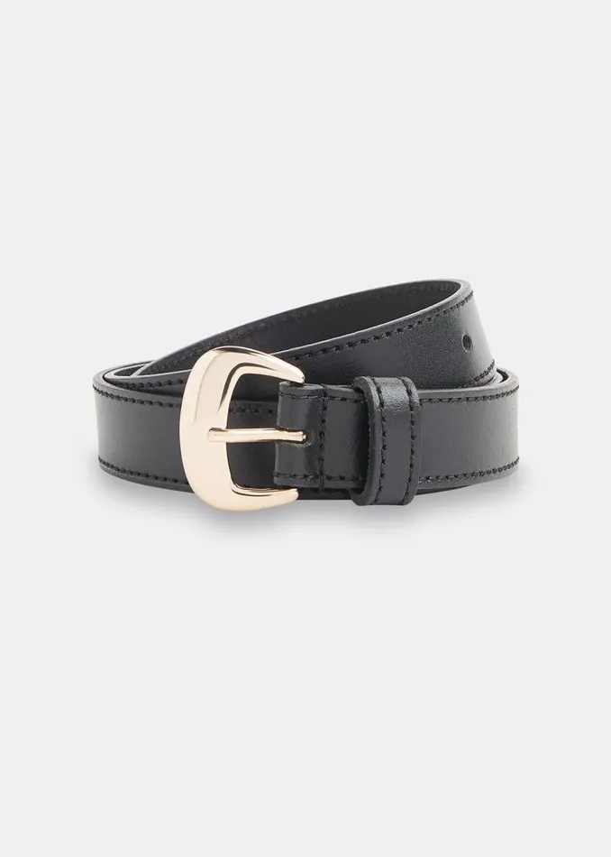 Whistles Leather Black Slim Belt 8211 Women