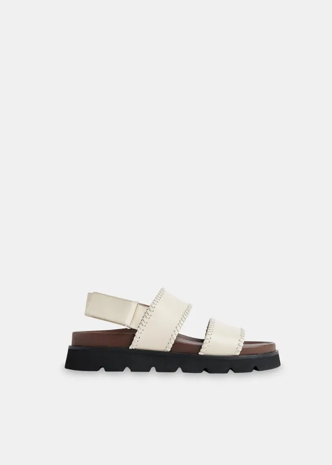 Whistles Leather Ivory Ruben Whipstitch Velcro Sandal 8211 Women