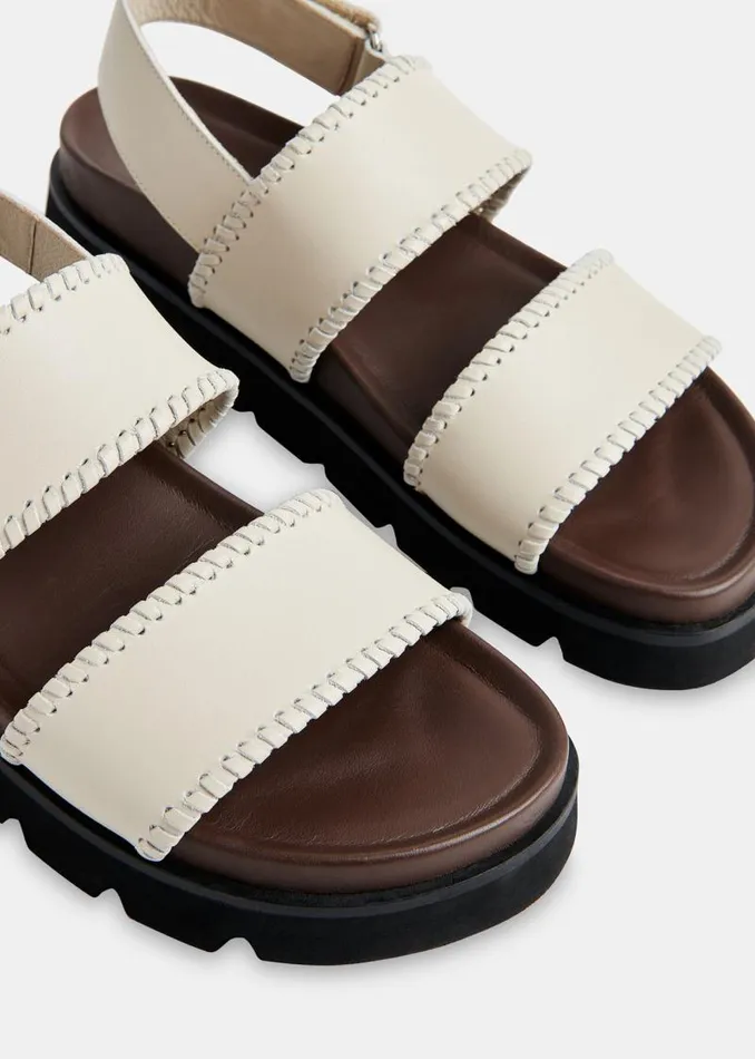 Whistles Leather Ivory Ruben Whipstitch Velcro Sandal 8211 Women