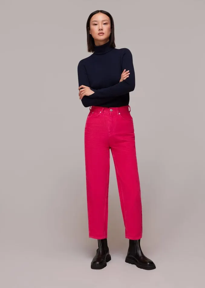 Whistles Pants Pink Cord High Waist Barrel Jean 8211 Women