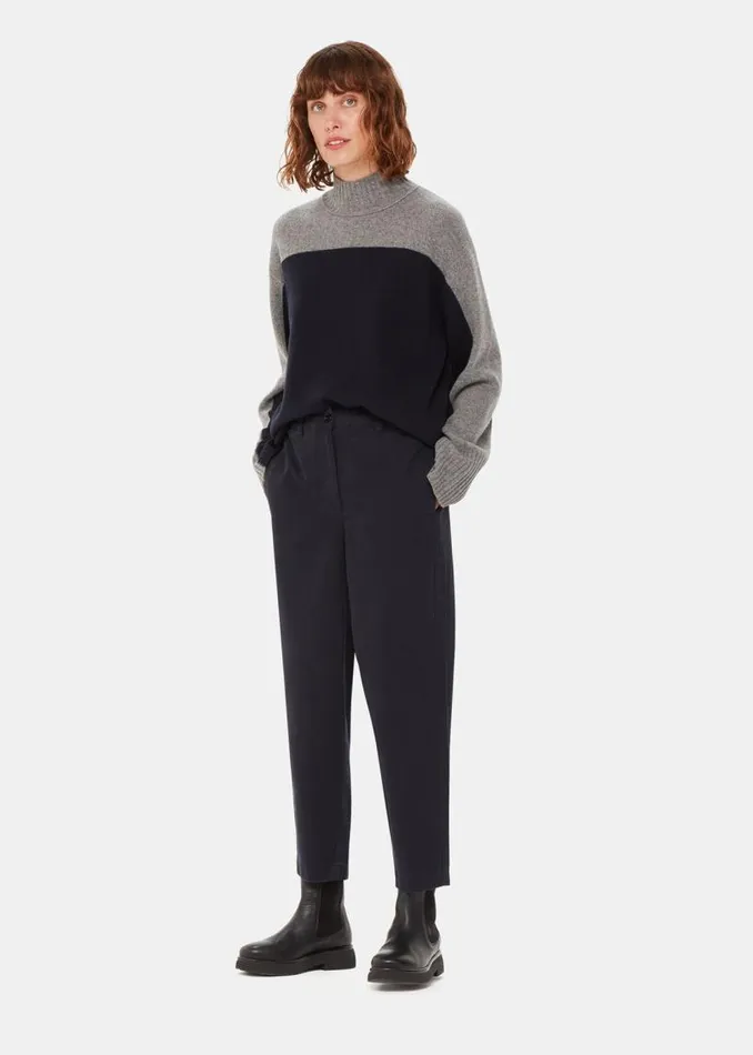 Whistles Pants Washed Black Marie Elasticated Waist Chino 8211 Women