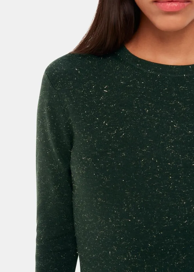 Whistles Petite Dresses and Jumpsuits Dark Green Petite Annie Sparkle Sweater Dress 8211 Women