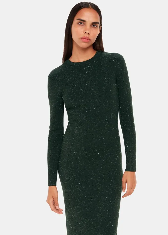 Whistles Petite Dresses and Jumpsuits Dark Green Petite Annie Sparkle Sweater Dress 8211 Women