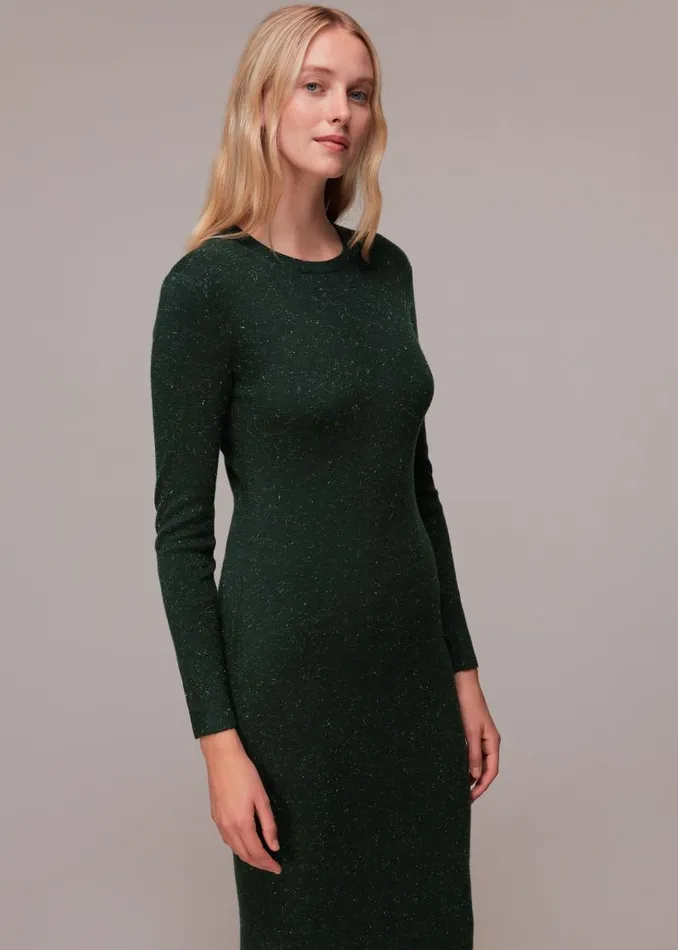 Whistles Petite Dresses and Jumpsuits Dark Green Petite Annie Sparkle Sweater Dress 8211 Women