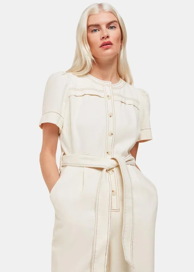 Whistles Petite Dresses and Jumpsuits Ivory Petite Alana Denim Jumpsuit 8211 Women