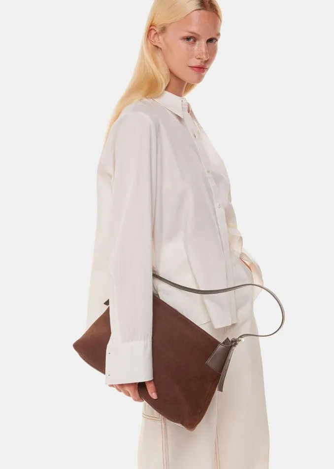Whistles Shoulder Bags and Tote Bags Chocolate Paloma Suede Shoulder Bag 8211 Women